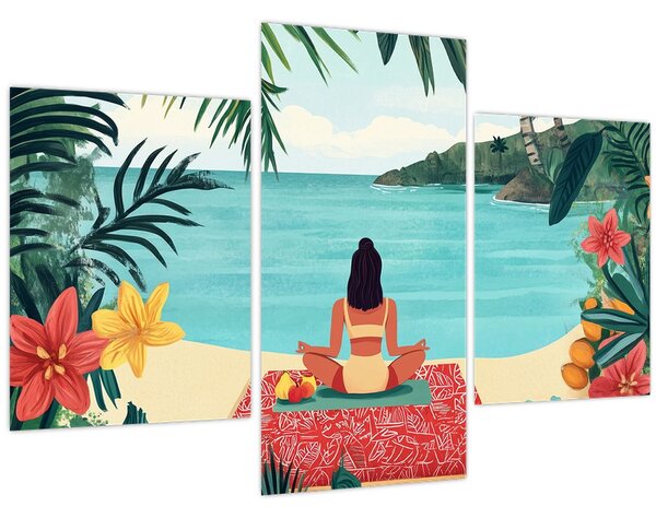 Slika - Joginica na plaži (90x60 cm)