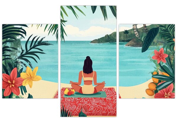 Slika - Joginica na plaži (90x60 cm)