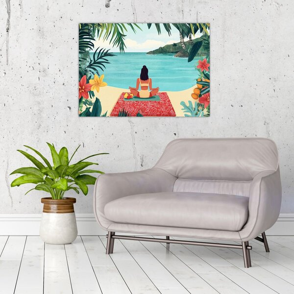Slika - Joginica na plaži (70x50 cm)