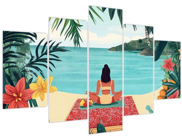 Slika - Joginica na plaži (150x105 cm)
