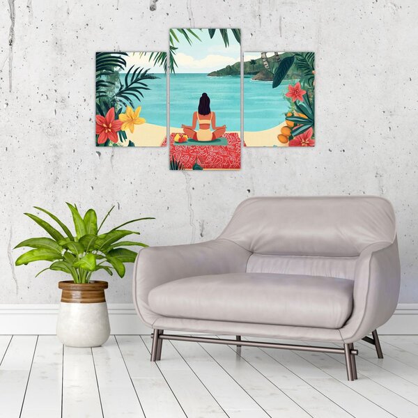 Slika - Joginica na plaži (90x60 cm)