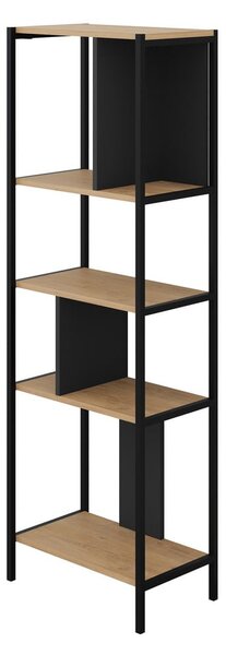 Crna/u prirodnoj boji biblioteka u dekoru hrasta 58x175 cm Alabama – Marckeric