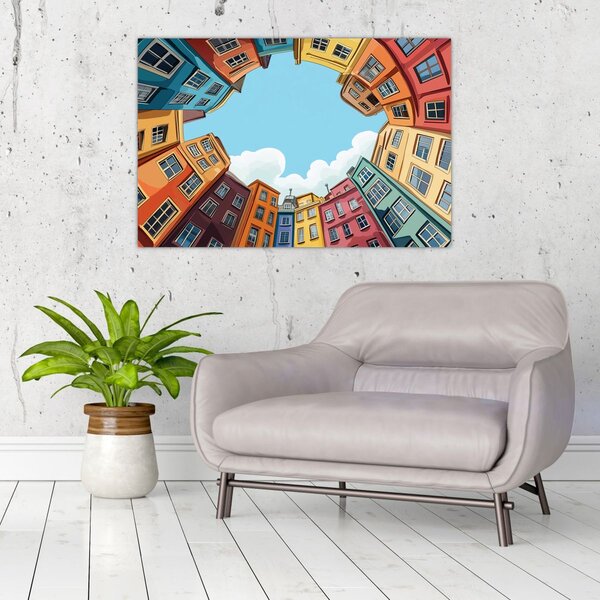 Slika - Između kuća (90x60 cm)