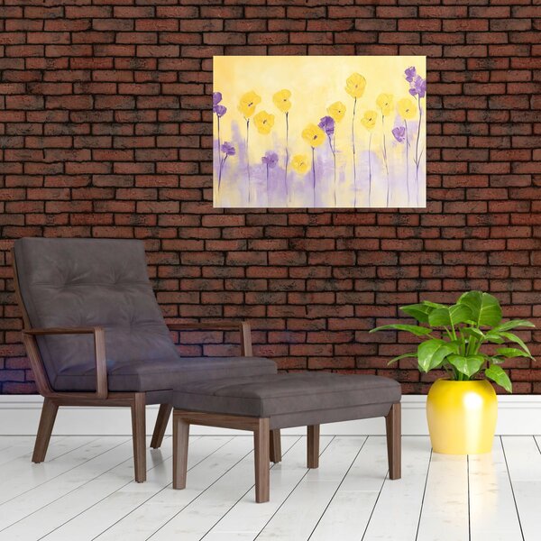 Slika - Ljubičasti i žuti cvjetići (70x50 cm)