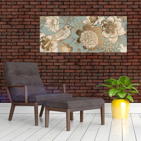 Slika - Vrt s pticom (120x50 cm)