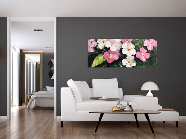 Slika - Ružičasti i bijeli cvjetovi (120x50 cm)
