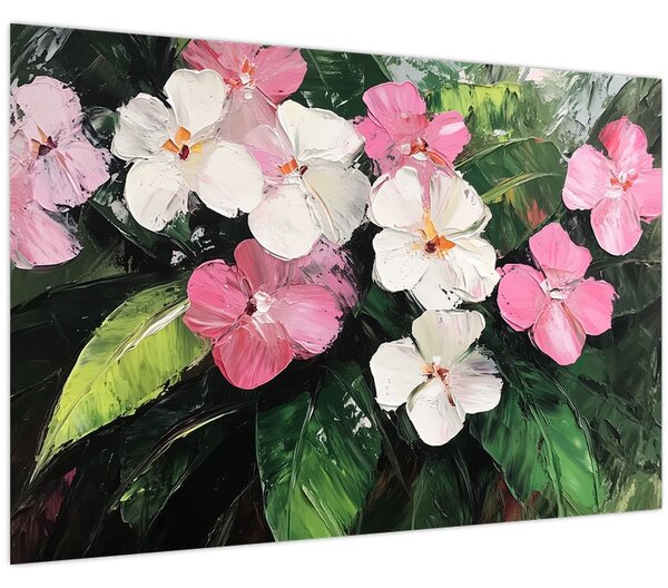 Slika - Ružičasti i bijeli cvjetovi (90x60 cm)