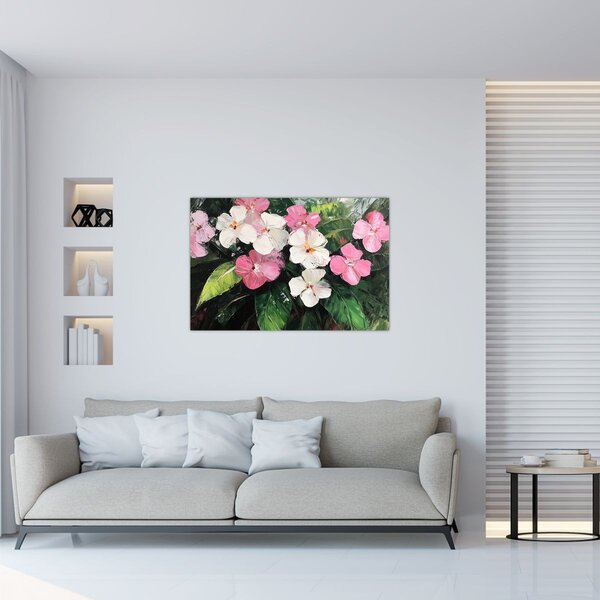 Slika - Ružičasti i bijeli cvjetovi (90x60 cm)