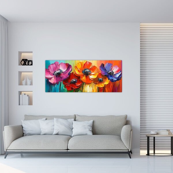 Slika - Pet šarenih cvjetova (120x50 cm)