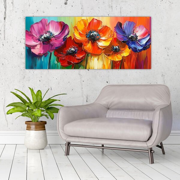 Slika - Pet šarenih cvjetova (120x50 cm)