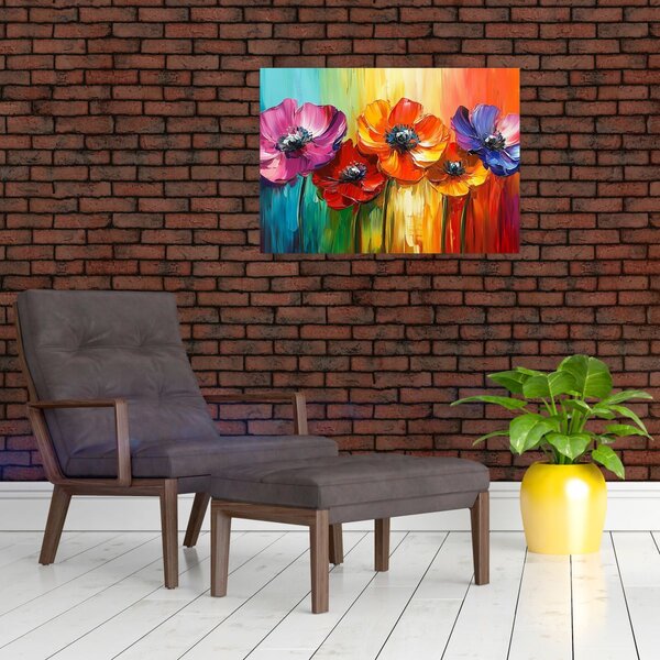 Slika - Pet šarenih cvjetova (70x50 cm)