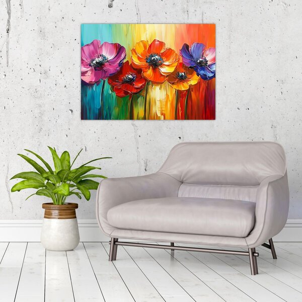 Slika - Pet šarenih cvjetova (70x50 cm)