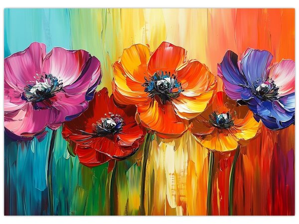 Slika - Pet šarenih cvjetova (70x50 cm)