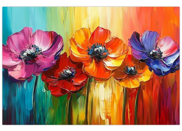 Slika - Pet šarenih cvjetova (90x60 cm)