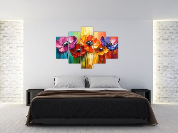 Slika - Pet šarenih cvjetova (150x105 cm)