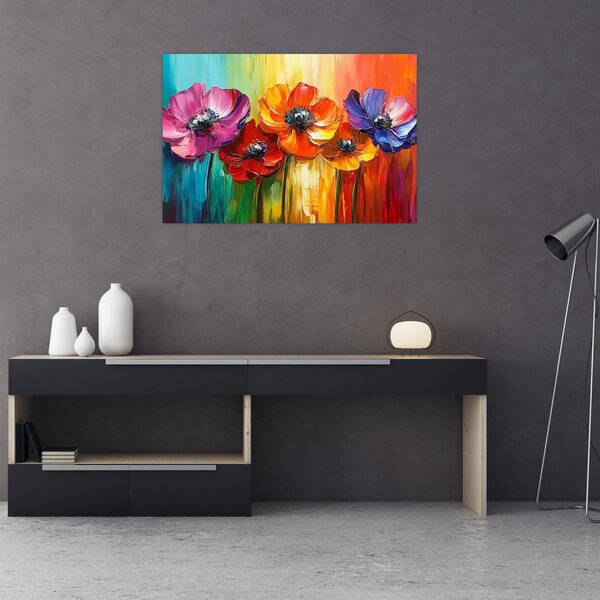 Slika - Pet šarenih cvjetova (90x60 cm)