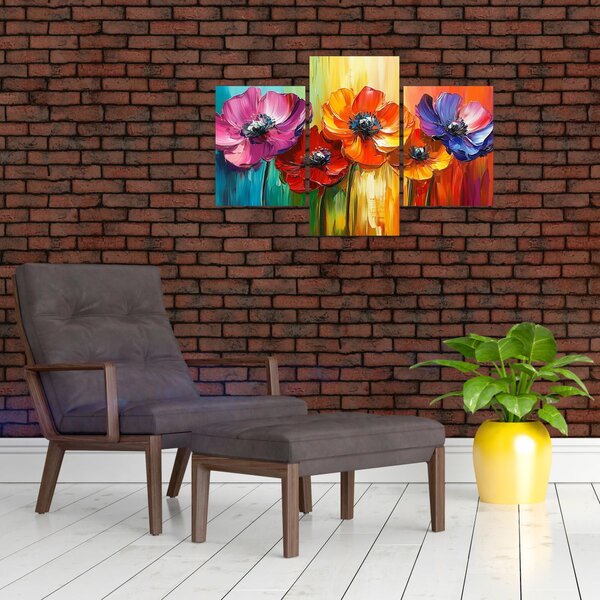 Slika - Pet šarenih cvjetova (90x60 cm)