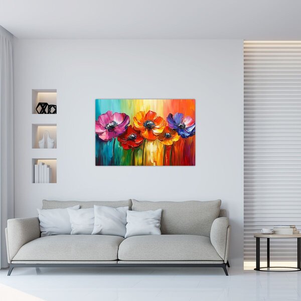 Slika - Pet šarenih cvjetova (90x60 cm)