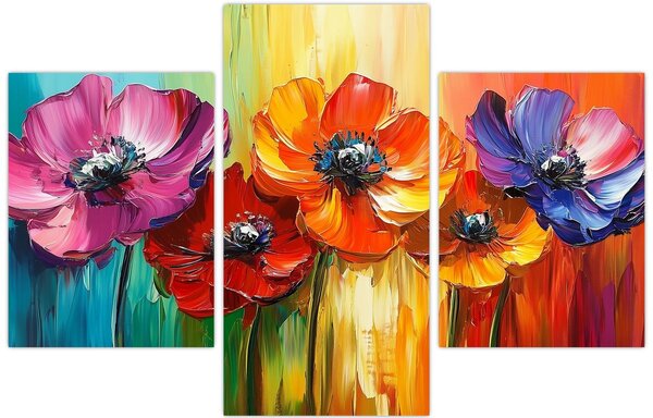 Slika - Pet šarenih cvjetova (90x60 cm)