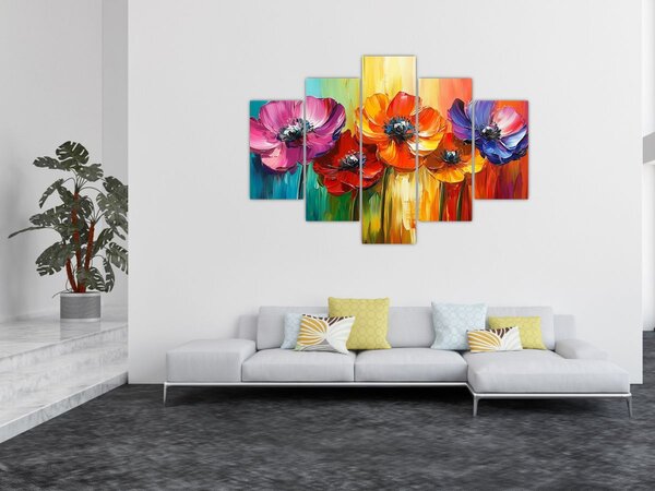 Slika - Pet šarenih cvjetova (150x105 cm)