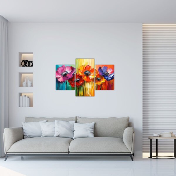 Slika - Pet šarenih cvjetova (90x60 cm)