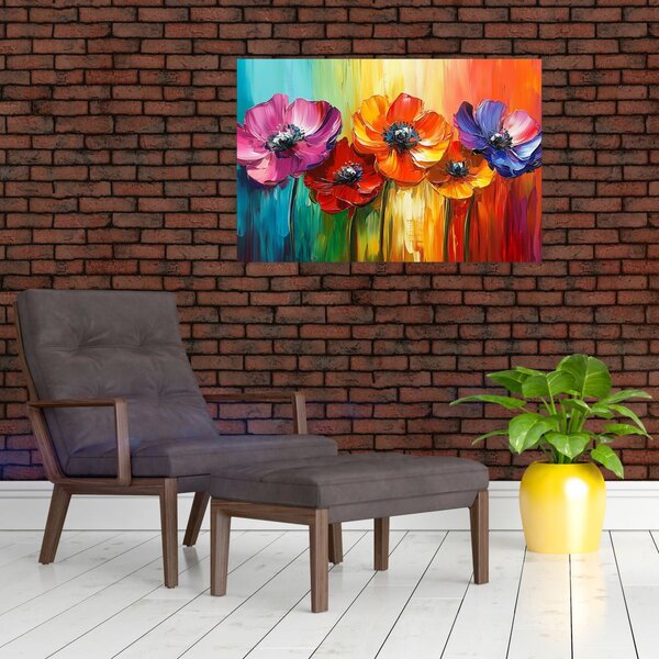 Slika - Pet šarenih cvjetova (90x60 cm)