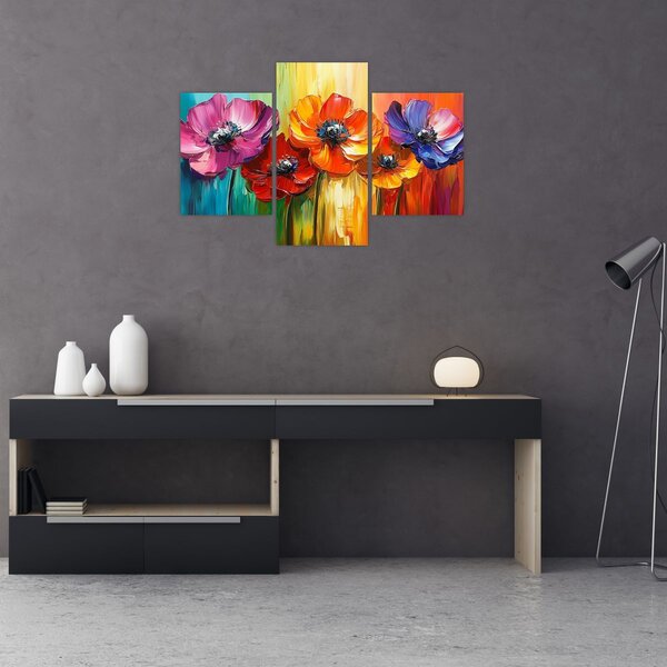 Slika - Pet šarenih cvjetova (90x60 cm)