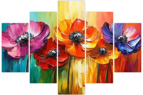 Slika - Pet šarenih cvjetova (150x105 cm)