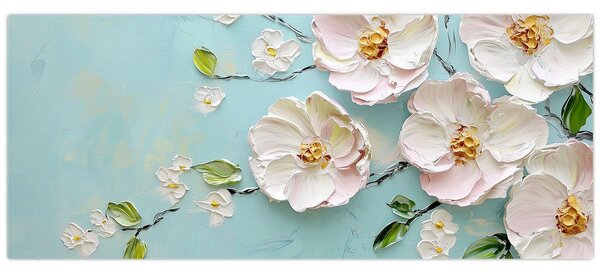 Slika - Cvjetići na plavoj pozadini (120x50 cm)