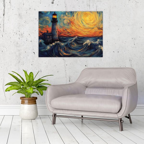 Slika - Svjetionik u valovima (70x50 cm)