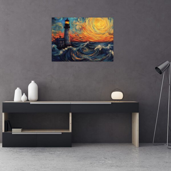 Slika - Svjetionik u valovima (70x50 cm)