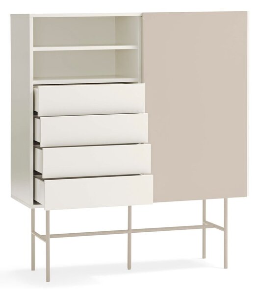 Bež/krem visoka komoda s kliznim vratima 120x140 cm Nube – Teulat