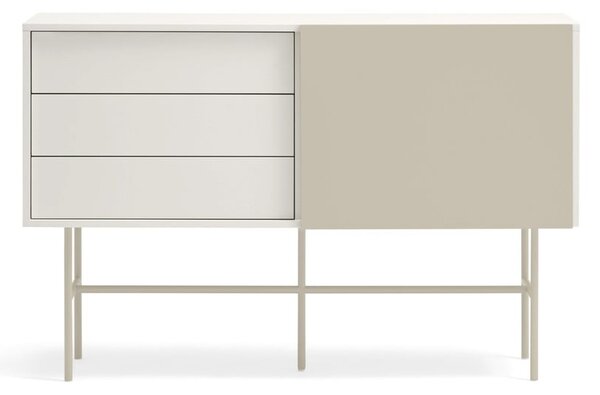 Bež/krem niska komoda s kliznim vratima 140x91 cm Nube – Teulat