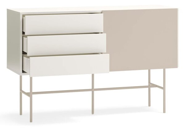 Bež/krem niska komoda s kliznim vratima 140x91 cm Nube – Teulat