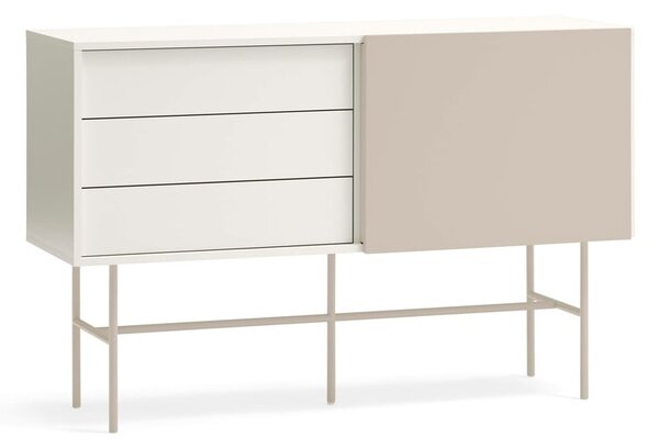 Bež/krem niska komoda s kliznim vratima 140x91 cm Nube – Teulat