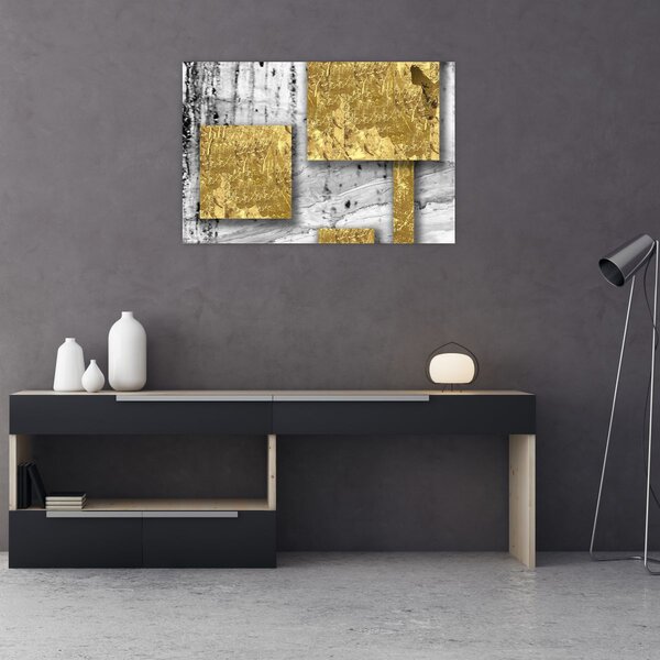 Slika - Zlatni kvadrati N⁰3 (90x60 cm)