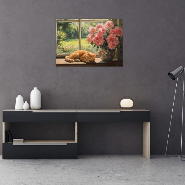 Slika - Mačka na prozoru (70x50 cm)