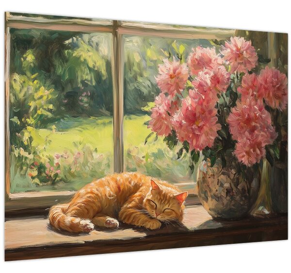 Slika - Mačka na prozoru (70x50 cm)