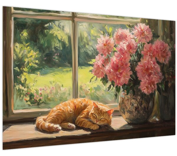 Slika - Mačka na prozoru (90x60 cm)