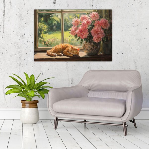 Slika - Mačka na prozoru (90x60 cm)