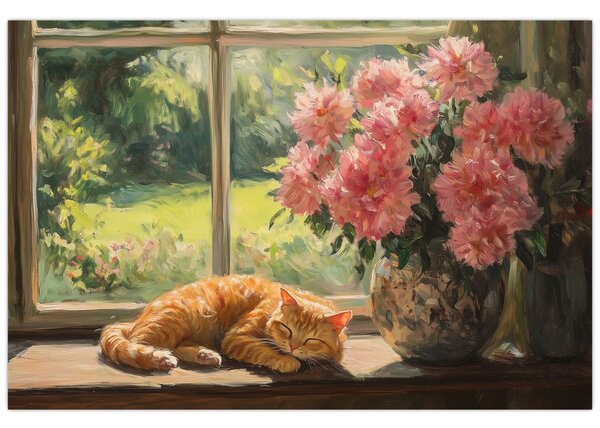 Slika - Mačka na prozoru (90x60 cm)