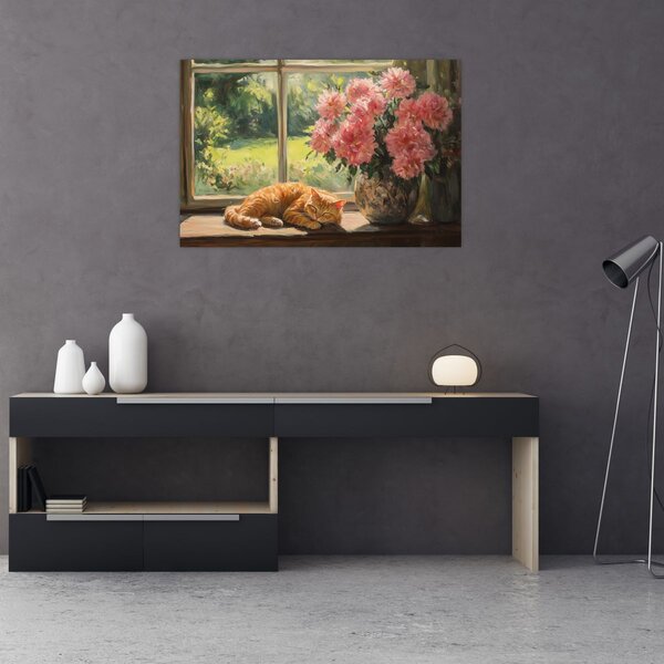 Slika - Mačka na prozoru (90x60 cm)