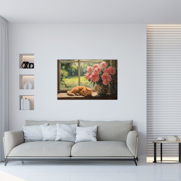 Slika - Mačka na prozoru (90x60 cm)