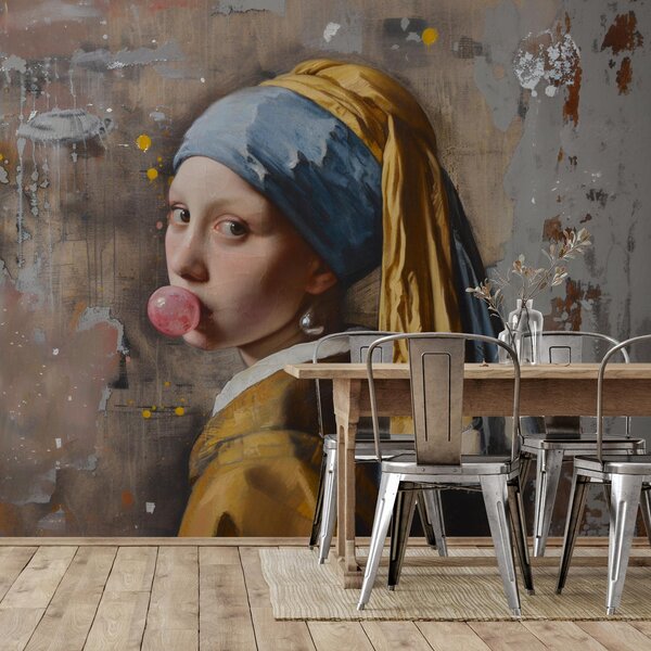 Foto tapeta - Moderna djevojka s biserom (147x102 cm)