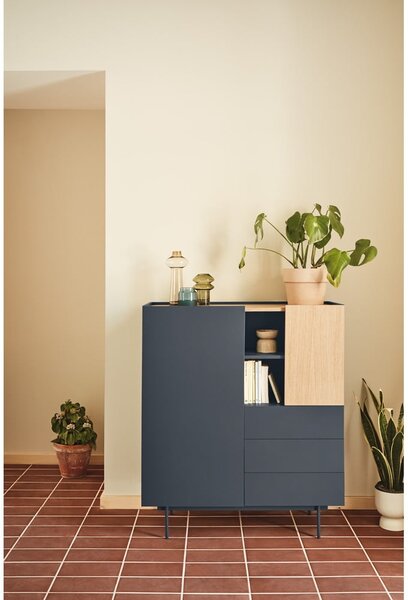 Antracitno siva/u prirodnoj boji visoka komoda u dekoru hrasta 100x120 cm Otto – Teulat