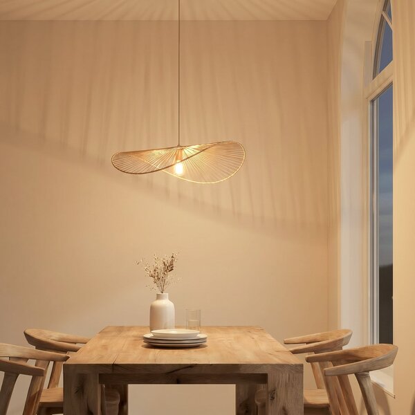 Lindby viseća lampa Valdorin, bež, papir, duljina 75 cm, prigušiva, Bež, Dnevni boravak/blagovaonica, Papirnati karton