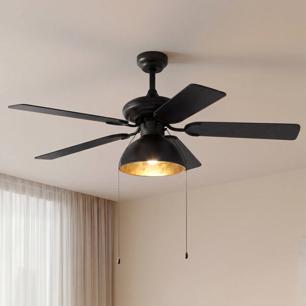 Lucande Stropni ventilator Shamoian s rasvjetom, tih, Ø 130 cm, Crno, Dnevni boravak/blagovaonica, Metal