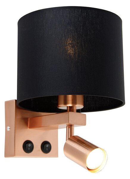 Zidna lampa bakar sa lampom za čitanje i sjenilom 18 cm crna - Brescia