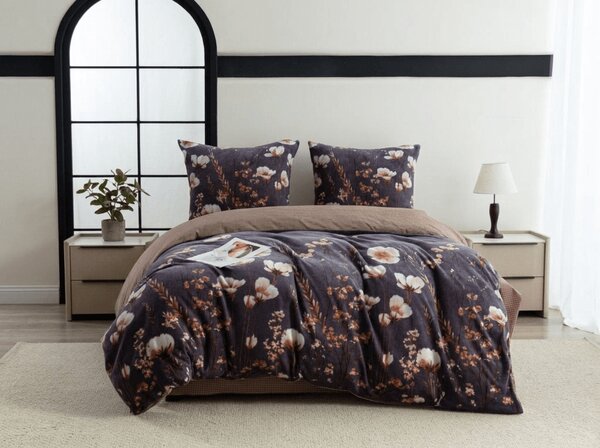 Obostrana posteljina DUO SENSE ARVENA tamno siva mikropliš/flanel Dimenzije posteljine: 70 x 90 cm | 140 x 220 cm