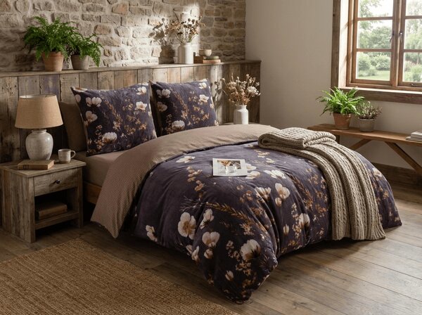 Obostrana posteljina DUO SENSE ARVENA tamno siva mikropliš/flanel Dimenzije posteljine: 70 x 90 cm | 140 x 220 cm
